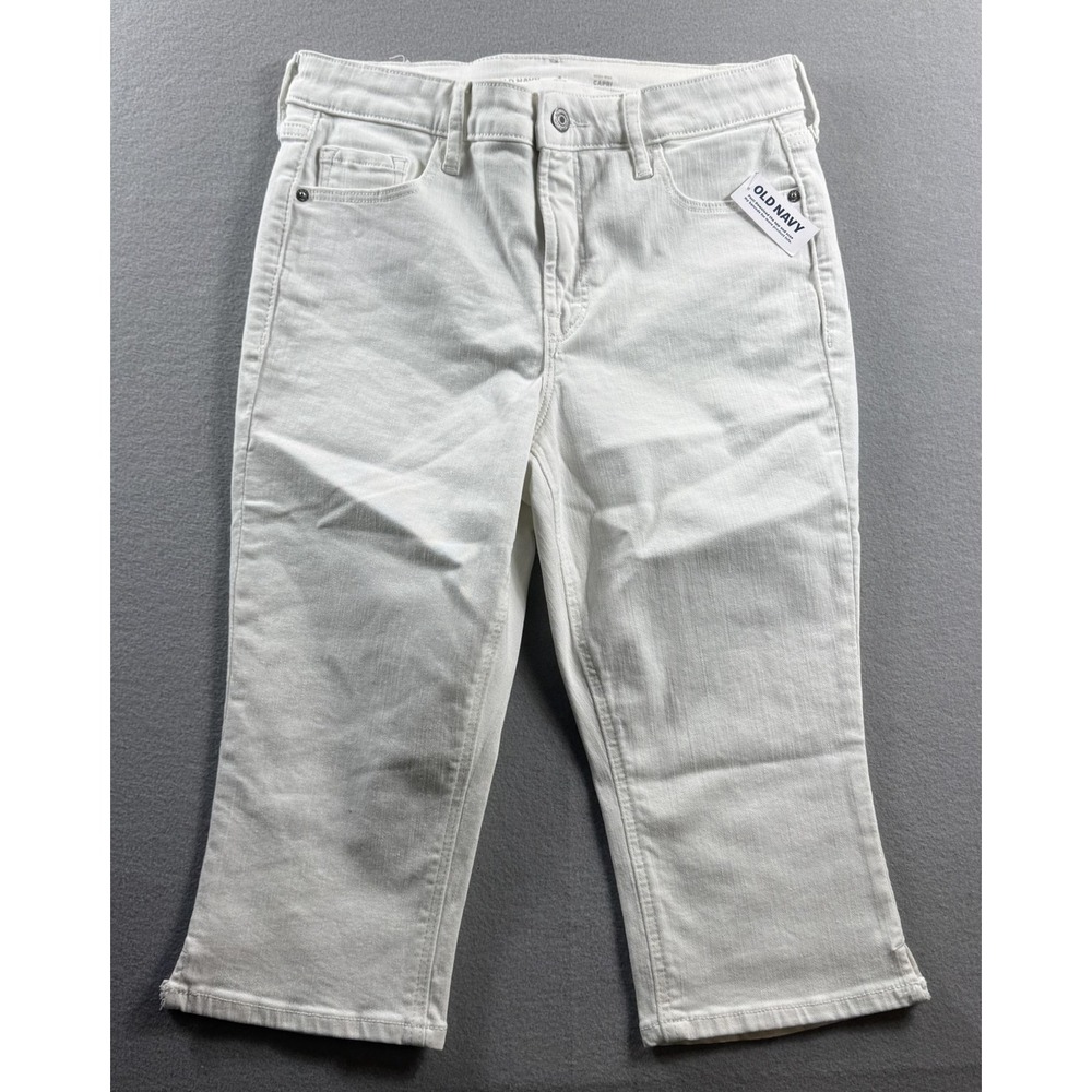 Old Navy Capri Jeans Womens 8P White Light Wash High Rise Stretch Denim 30x16